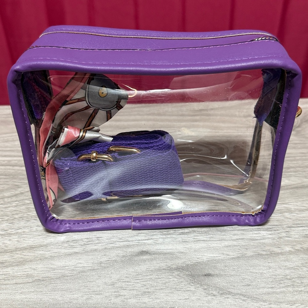 Purple Clear Crossbody Purse with Solid Purple Purse Strap NEW